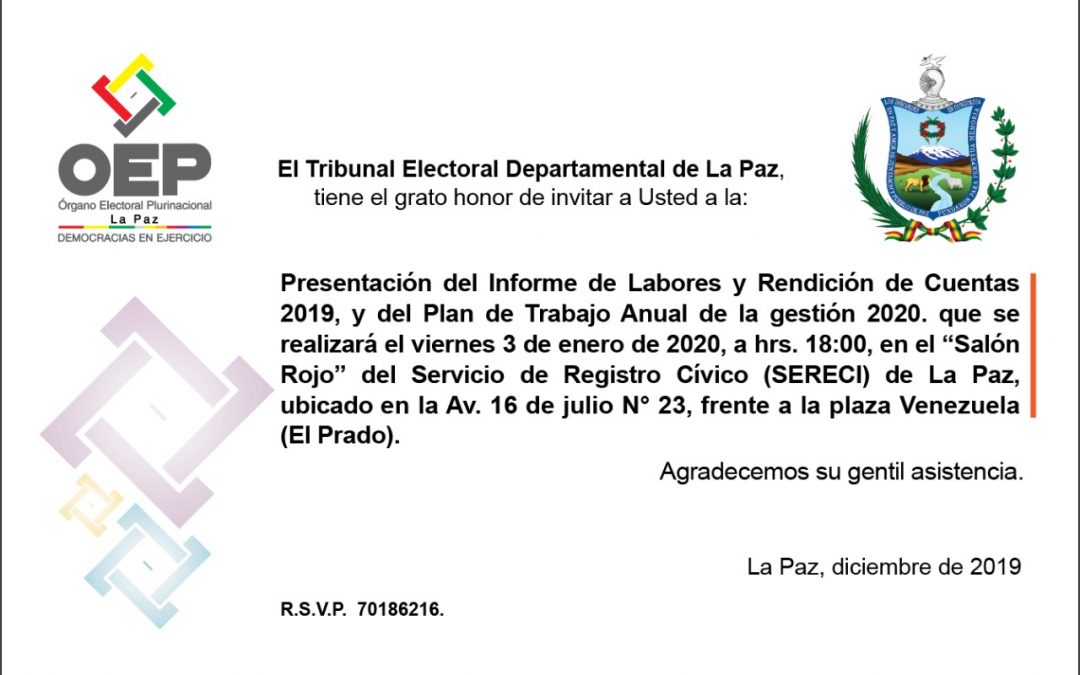 El TED La Paz presentará su rendición de cuentas el primer viernes de enero