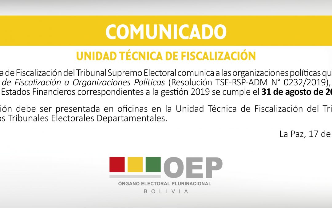 Comunicado Unidad Técnica de Fiscalización